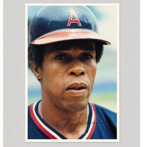 Rod Carew California Angels Vintage 5x7 Baseball Card Photo Facsimile Signature